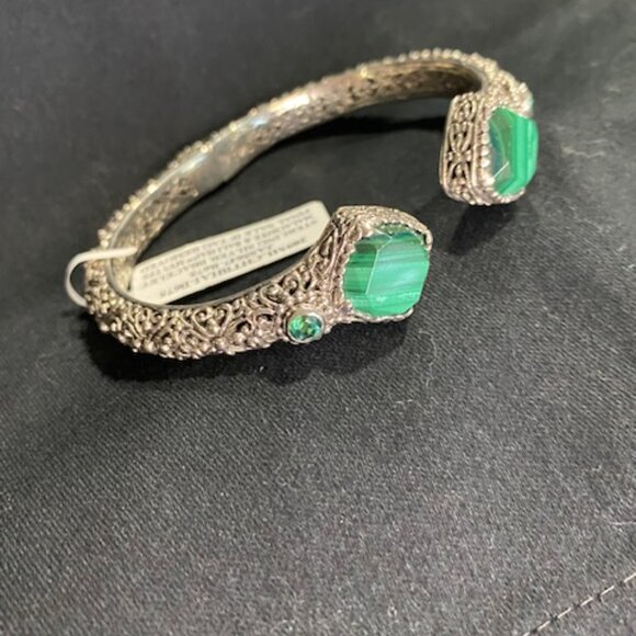 Sarda(tm) Malachite & Bali Hai Mystic Topaz Tip to Tip Bracelet - Picture 2 of 4